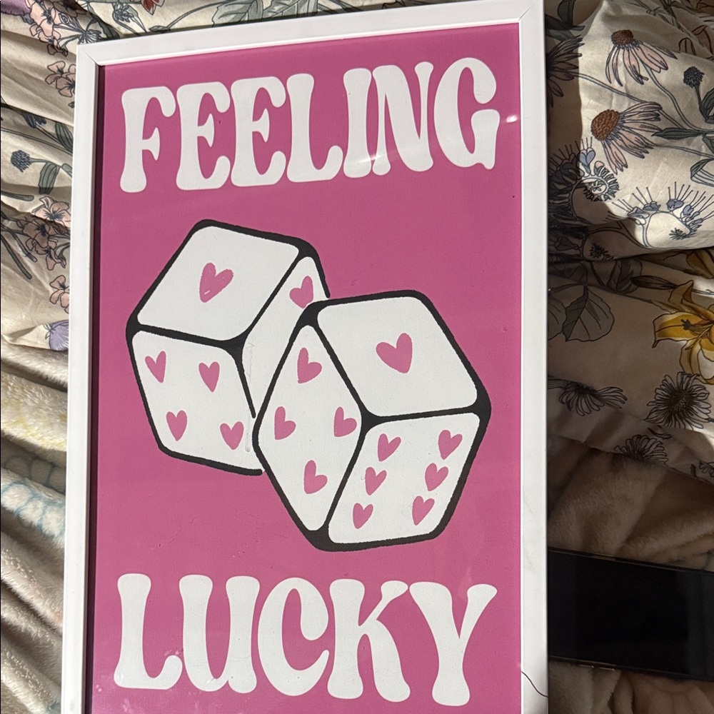 Marshalls Pink and White 'Feeling Lucky' Wall Art